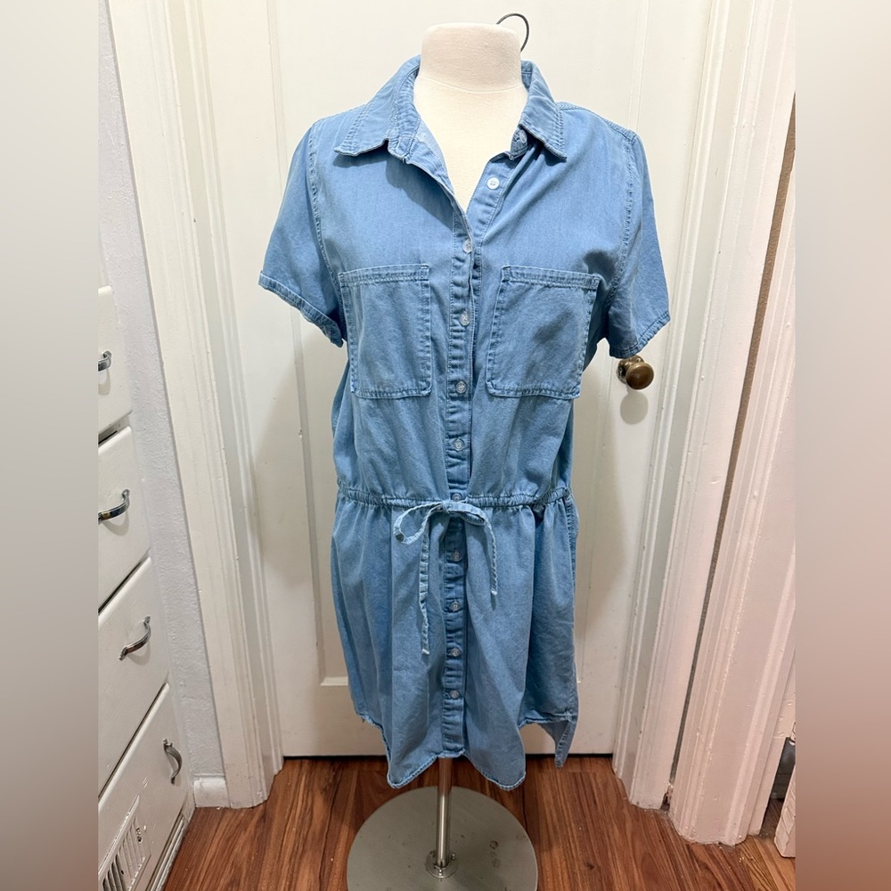 Casual Blue Denim Shirt Dress - Amazon